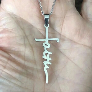 Faith Jesus Christian Unique Stainless Steel Silver Necklace New